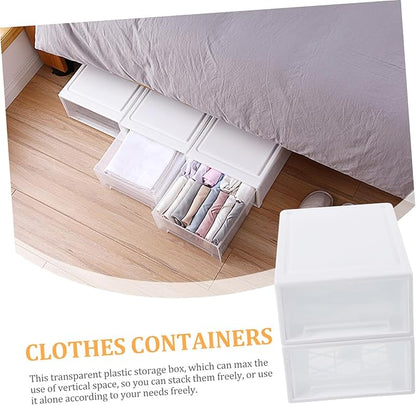 2Pcs Transparent Stackable Shoe Storage Organizer with Lids Plastic Containers for Shoes Closet Organizer Storage Boxes for Easy Access and Organization