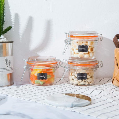 Small Glass Jars With Airtight Lids, Glass Spice Jar 5 oz,Maosn Jars With Leak Proof Rubber Gasket 150ml,Glass Storage Containers With Hinged Lid,Kitchen Canisters 12 Pack