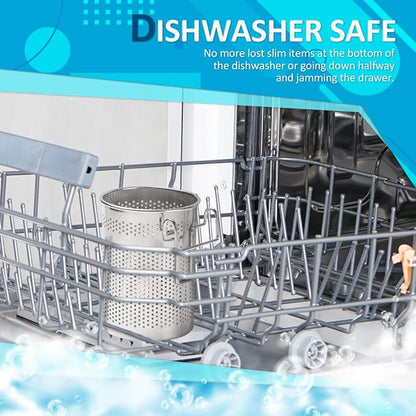 HOME&I Silverware Drying Basket, Hanging Utensil Holder for Dish Rack, Very Small Stainless Steel 304 Cutlery Caddy for Kitchen Sink & Countertop (Round)