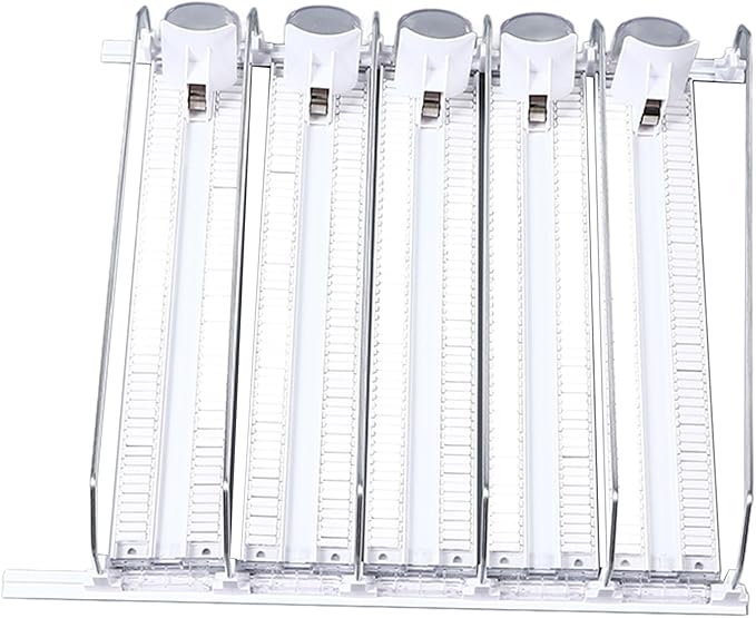 Soda Can Dispenser for Refrigerator, Self Pushing Drink Organizer for Fridge, Width Adjustable Beverage Pusher Glide, for Beer Can Water Bottle (5PCS)