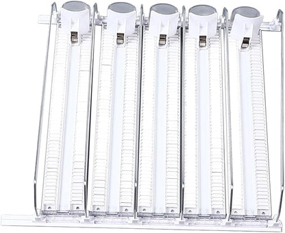Soda Can Dispenser for Refrigerator, Self Pushing Drink Organizer for Fridge, Width Adjustable Beverage Pusher Glide, for Beer Can Water Bottle (5PCS)