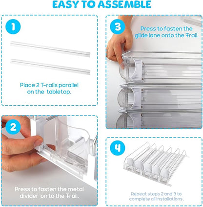 Drink Organizer for Fridge,Automatic Smooth Pusher Glide Fridge Organizer, Soda Dispenser with Width Adjustable, Beverage Organizer for Freezers, Supermarkets, Retail Stores