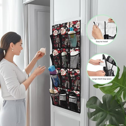 HO The Santa Claus Door Hanging Shoe Organizer for Merry Christmas,Easy to Install Over The Door Organizer for School,Space Saving with 12 Pockets Wall Hanging Storage