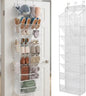HOMELUX THEORY 8 Tiers Over The Door Shoe Organizer - 100D Extra Thick Shoe Rack for Closet, 6 Deep Side Pockets Shoe Rack for Entryway & Hanging Shoe Organizer for Closet for Boots (V2, Transparent)