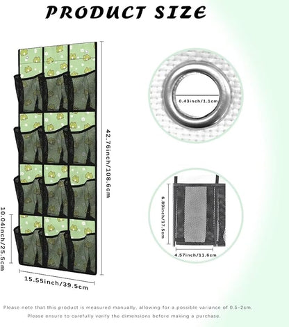12-Compartment Over The Door Storage Bag, Waterproof Oxford Fabric Dirt-Resistant and Perfect for Organizing Household Items Efficiently, Cartoon Frogs