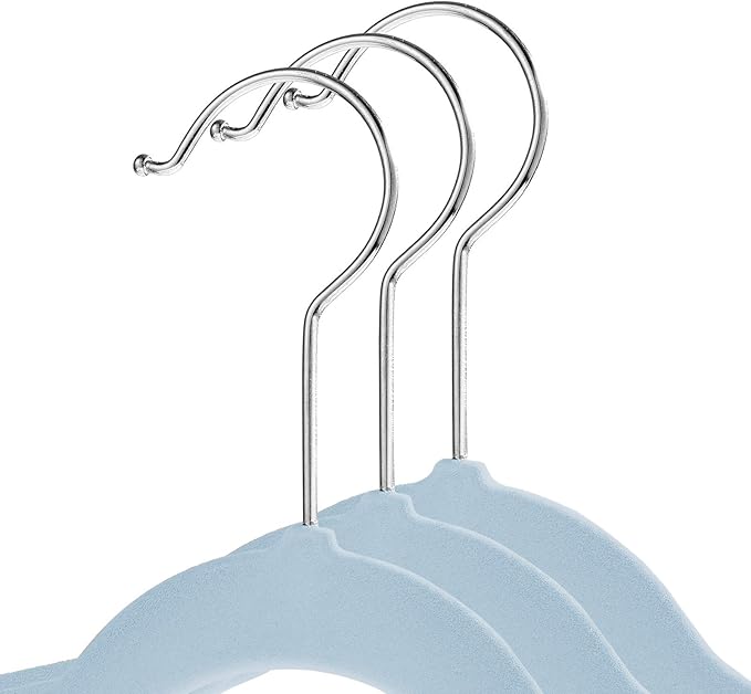 Casafield 50 Velvet Kid's Hangers - 14" Size for Children's Clothes - Light Blue