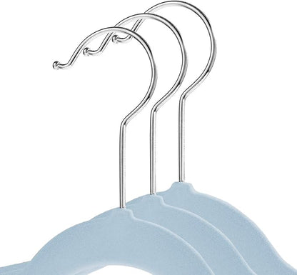 Casafield 50 Velvet Kid's Hangers - 14" Size for Children's Clothes - Light Blue