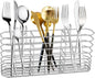 Stainless Steel Cutlery Hanging Basket for Knife Fork Spoon, Quick Drying Compartmental Utensil Drainage Rack, Rustproof Hollow Out Utensil Drying Basket for Kitchen