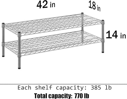 18" Deep x 42" Wide x 14" Height Wire Shelving Kit | 2-Tier | NSF Commercial Storage Rack Unit