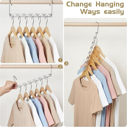 HOUSE DAY Space Saving Hangers for Clothes 6 Pack, Heavy Duty Hanger Organizer | 30 Lbs Capacity |, Metal Magic Hanger, Sturdy Multi Hangers, Closet Space Saver Closet Organizers and Storage