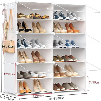 Shoe Storage,24 Pairs Rack Organizer for Closet Cabinet with Door Shelves Closet,Entryway,Hallway,Bedroom