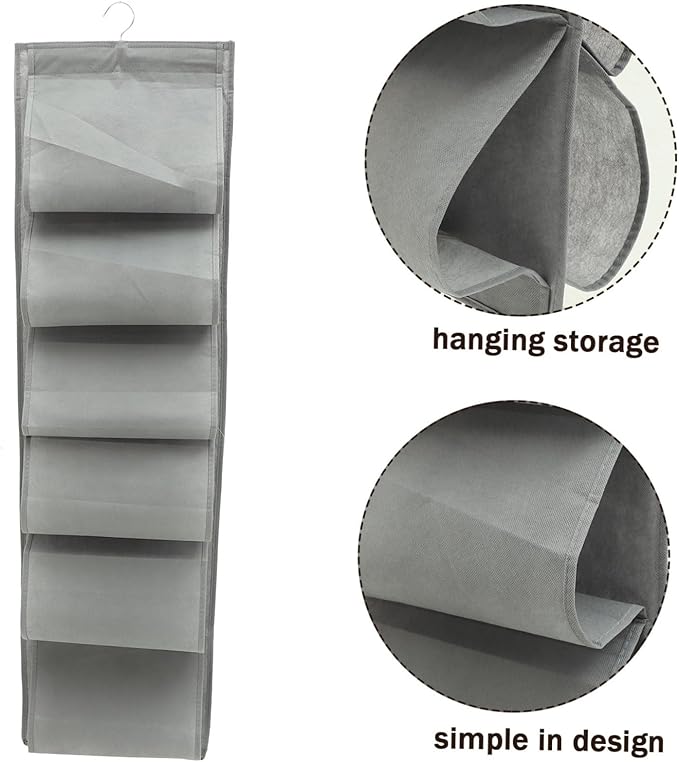 SOLUSTRE Hanging Shoe Storage Bag 12 Pocket Organizer for Shoes Socks and Underwear Multi-Layer Wall-Mounted Storage Solution for Closet and Door Use