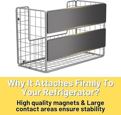 Ofiray-home Magnetic Fridge Shelf, Fruit Potato & Onion Storage Bins, Pantry Organizers, Large Container Basket for Refrigerator, Kitchen Counter, Cabinet (2, Silver)