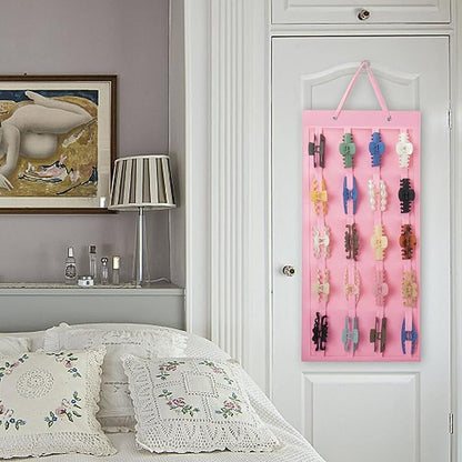 SMUK Hanging Hair Claw Clip Holder Organizer for Women Girls, Large Claw Clip Storage for Wall, Door, Pink Hair Accessories Organizer Display