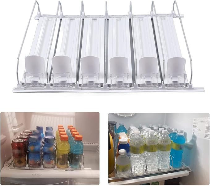 Drink Automatic Pusher Glide, White Fridge Refrigerator Automatic Pusher Glide, Soda Can Organizer Dispenser for Beverage Beer (38cm)