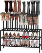 kiplant Tall Boot Rack Organizer - 8 Pair Boot Rack Bamboo Wood Shoe Rack for Entryway & Closet, Holds Tall Boots