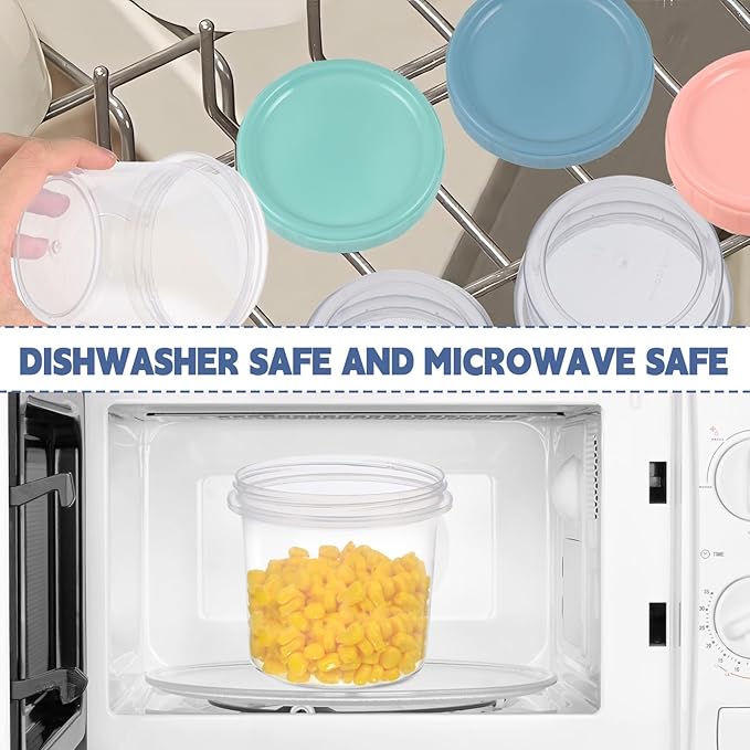 Yomarket 6pcs 16 oz Plastic Deli Containers with Screw Lids, Small Freezer Containers Reusable 2 Cup Food Storage Container with Pen & Brush for Snack Salad Fruit, Microwave & Dishwasher Safe BPA Free