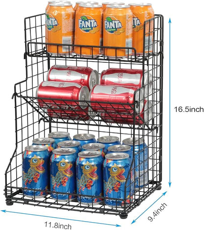 X-cosrack 3-Tier Snack Organizer Rack Bins with Adjustable Tilting Design for Pantry Storage,Metal Wire Snack Holder for Kitchen Bathroom Cabinets Countertops