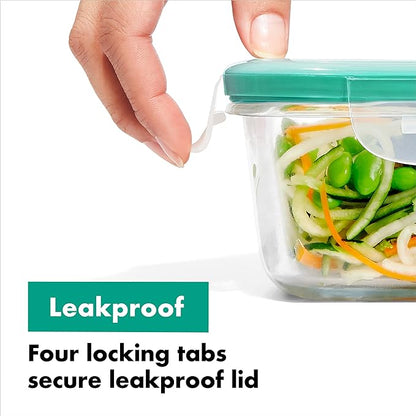 OXO Glass Food Storage Container, Rectangle, 1.6 Cup | Smart Seal | Leakproof | Pack of 2