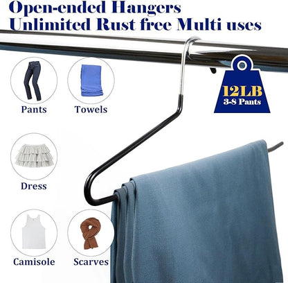 Pants Hangers 30 Pack Non Slip,Trouser/Blanket/Jeans Hangers for Closet Space Saving,Open Ended Pants Hanger Strong Durable (Black)
