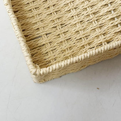 Storage Basket, Small Woven Paper Rope Basket for Drawer, Shelf & Closet Organization, Beige