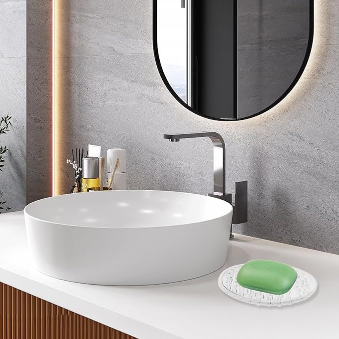 2 Pcs Plastic Soap Holder, Clear Soap Dish Bar Saver Tray with Holes Soaps, Self-Draining Soaps Dish Sponge Tray for Kitchen Bathroom Shower Counter