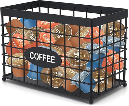 Coffee Pod Holder Basket Magnetic Coffee Pods Holder High-Capacity k Cup Holder Coffee Station Organizer,Coffee Bar Accessories.Suitable For Kitchen And Office Countertop