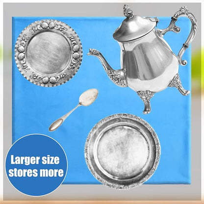 Oudain Silver Storage Bag 17.5 x 17.5 Inch Zippered Anti Tarnish Fabric Bag Protector Pouch for Jewelry Silverware Flatware Home Kitchen