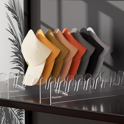 Hat Stand for Baseball Caps, Hat Holder, Acrylic Hat Display, Hat Organizer, Hat Rack with Smooth and Rounded Edges, Hat Storage for Closet, Dresser, Bedroom, 4pcs
