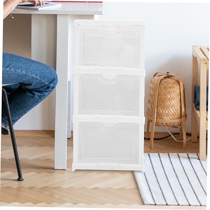 Healifty Sneaker Storage Box Foldable Stackable Shoe Boxes Entryway Shoe Organizer Storage Organizer