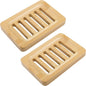 Anwenk Bamboo Wooden Soap Dish, Bar Soap Holder Soap Tray for Shower Bathroom Kitchen Sink Drainer - 2 Pack (Natural Color)
