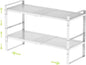 Expandable Shoe Rack Heavy-Duty Closet Organizer Adjustable Shelf Stackable Metal Framework for Entryway, Garage,RV,Pantry,Cabinet(Large,2 Packs/White)