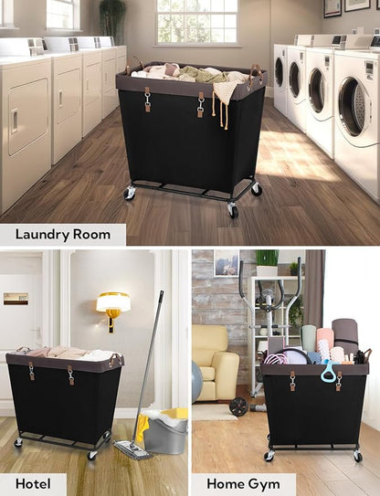 StorageWorks 320L Laundry Basket with Wheels, Extra Large Rolling Hampers for Clothing Organizer, Dirty Clothes Basket for Hote, Home, Closet, Dorm, Black