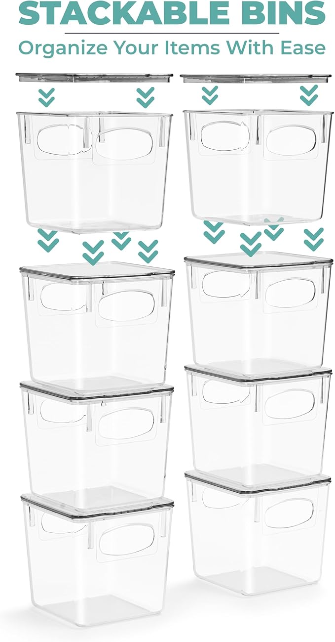 Sorbus Small Plastic Storage Bins - Kitchen Organization, Pantry & Refrigerator Bins (2 Pack)