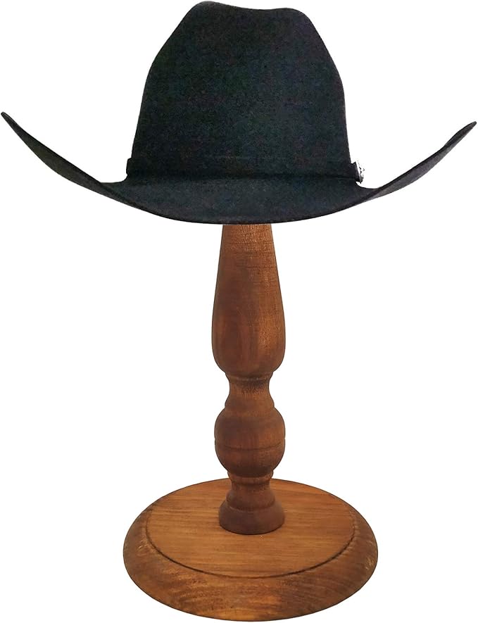 Owlgift Rustic Brown Vintage Style Wood Hat Stand, Wig Holder Display, Helmet Organizer Storage