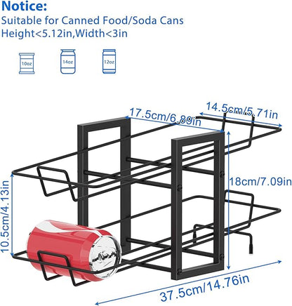 MOOACE 4 Pack Can Rack Organizer, 2 Tier Kitchen Canned Food Storage Dispenser Holds up to 40, Can Organizer for Cabinet Pantry Refrigerator Countertop, Black