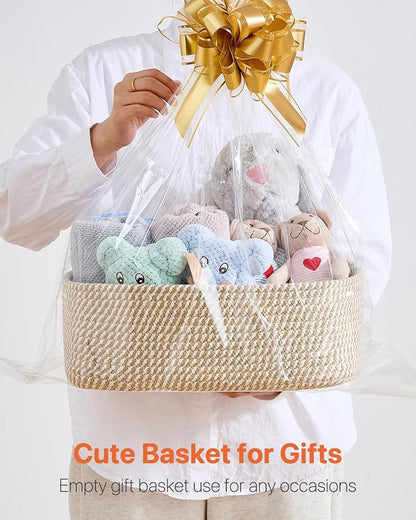 KALLAX Small Woven Basket, 13.5 x 9.5 x 5 Inches, Storage Basket for Organizing, Cute Small Rope Shelf Closet Cube Storage Bins Baskets for Shelves, Dog Toy Gift Baskets Empty, 3 Pack Brown