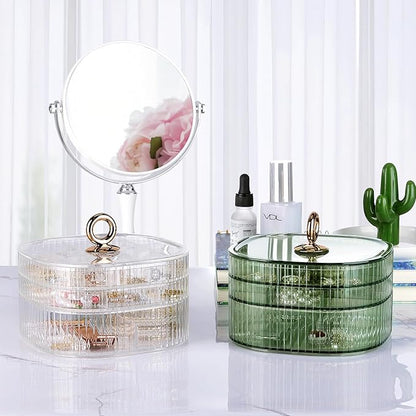 LETURE 3-Layer Acrylic Jewelry Organizer Box for Stud Earrings, Rings, Necklaces, Bracelets, Claw Clip Organizer, Small Bead Storage Containers for Crafts (Clear)