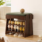 Entryway Shoe Rack Organizer with Upholstered Bench, 3-Tier Wooden Shoe Storage with Padded Seat for Bathroom and Front Door