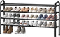 STO STO Long Expandable Shoe Rack 4-Tier, Adjustable Length 33.7”–47.5” Shoe Organizer, Metal Shoes Storage Shelf, Holds Up to 30 Pairs, Non-Slip Feet, for Closet, Entryway, Hallway, Front Door, Black