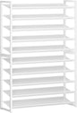 Nunsino Shoe Rack,10 Tier Metal Shoe Organizer,Max Holds 50 Pairs,Heavy Duty Shoes Shelf for Garage, Entryway, Closet,White