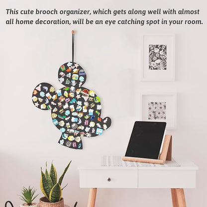 Hanging Brooch Pins Organizer Enamel Pin Display Cute Cartoon Shape Brooch Pin Display Storage Holder for Brooch Pin(Without Accessories ) (black-mouse-hole)