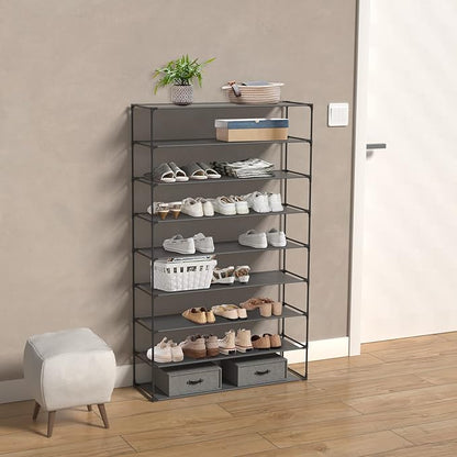 Jerry & Maggie Simple Trending 9 Tier Stackable Shoe Rack for Garage, Shoe Rack for Entrance Small Space for Dorm Shoe Racks, Over Door Shoe Rack, Kitchen Storage Shelves Solution