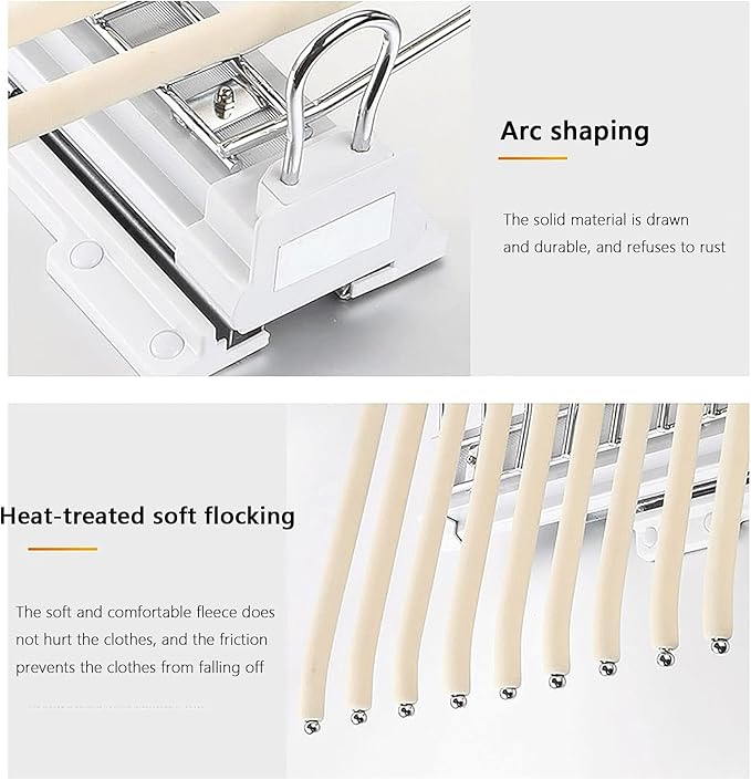 Pull Out Trousers Rack,Extendable Pants Holder,Cabinet Organizers Pants Rack Pant Hanger Rail Top Mount,for Space Saving and Storage,Beige