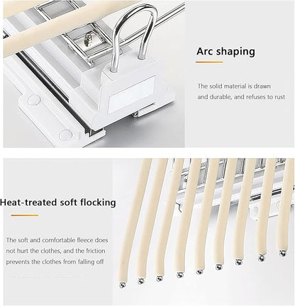 Pull Out Trousers Rack,Extendable Pants Holder,Cabinet Organizers Pants Rack Pant Hanger Rail Top Mount,for Space Saving and Storage,Beige