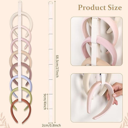 3 PCS Headband Holder Organizer for Girl,Hanging Hairband Storage for Women,Beige Hair Hoop Display Hair Accessories Organizer Bedroom College Dorm Decor