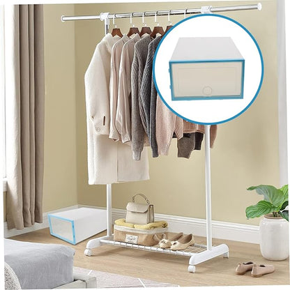 6pcs Stackable Transparent Shoe Storage Box Plastic Organizer for Women Space-saving Design for Closets and Dorm Rooms Sky-