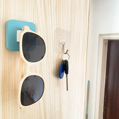 Sunglasses Organizer Wood Sunglasses Storage Wall Mounted Eyeglasses Holder Eyewear Display,Home Decor, (2pcs-Lake Blue-Short-Sunglass Holder)