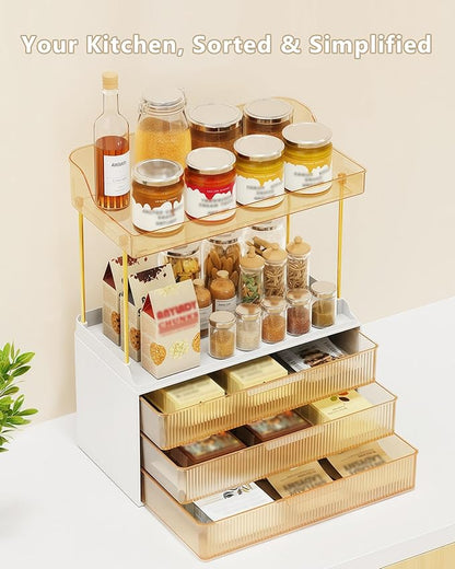 Anylady Bathroom Organizers and Storage, Makeup Organizer (Sturdy Durable Attractive), Ideal for Vanity, Countertop, Counter, Perfume, Skincare, Cabinet, Cosmetic, Dresser Organizer (Gold)