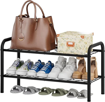 viewcare Shoe Rack for Closet, 2-Tier Small Shoe Rack for Entryway & Garage, Sturdy Metal Construction, Shoe Organizer Holds 4-8 Pairs